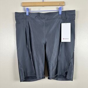lululemon Women's 14 Satin Shine Panelled HR Short 8" Coal Gray Workout NEW